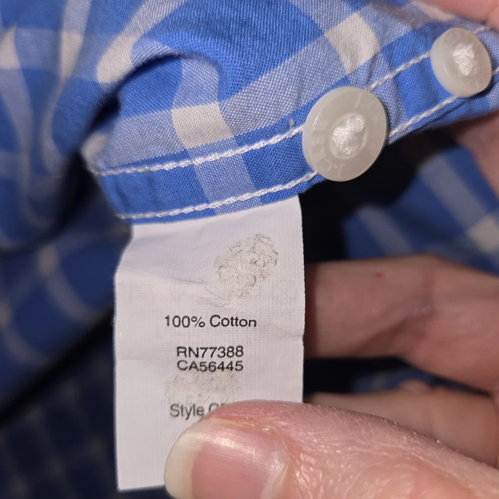 J. Crew Men's M Blue and White Casual Button Down Shirt